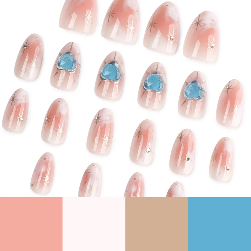Nail design with decorative hearts and glitter accents Stornfield