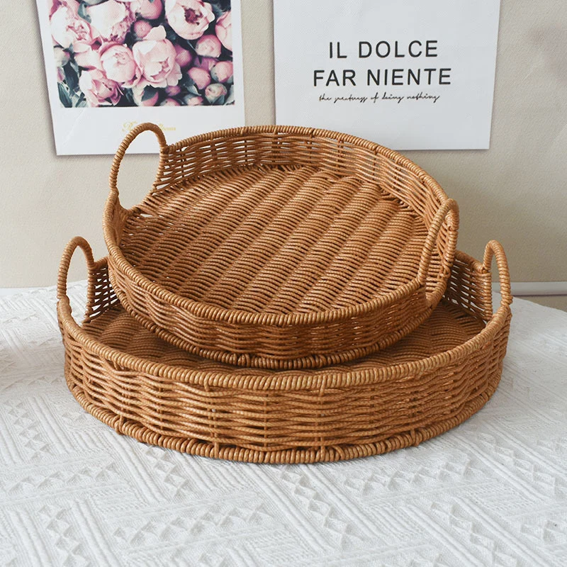 Runder Rattan Servierblech Karnz