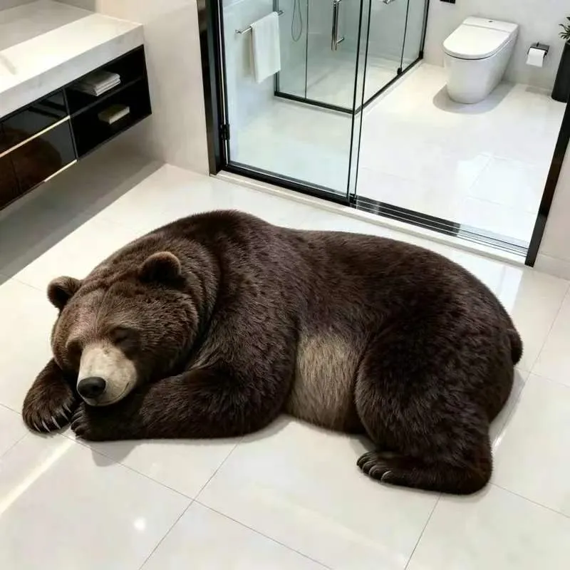 Bear-shaped Plush Floor Mat