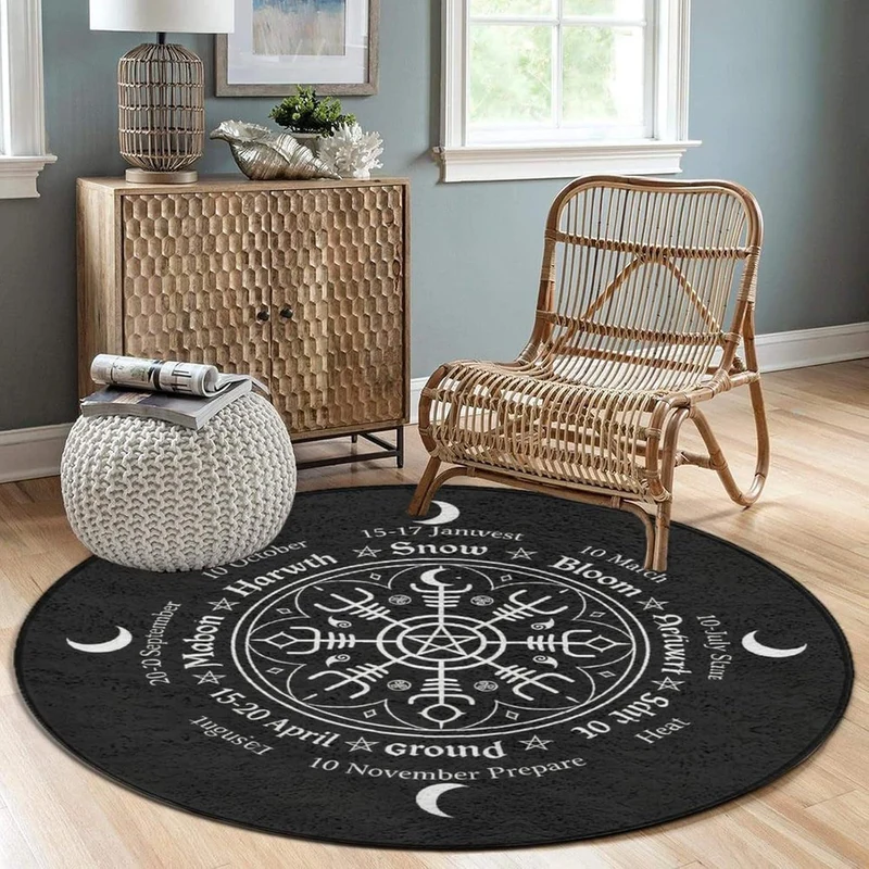 Artistic Celestial Theme Round Rug