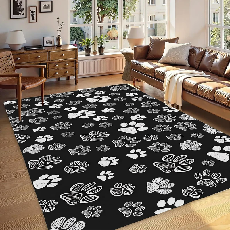 Abstract Leaf Print Area Rug
