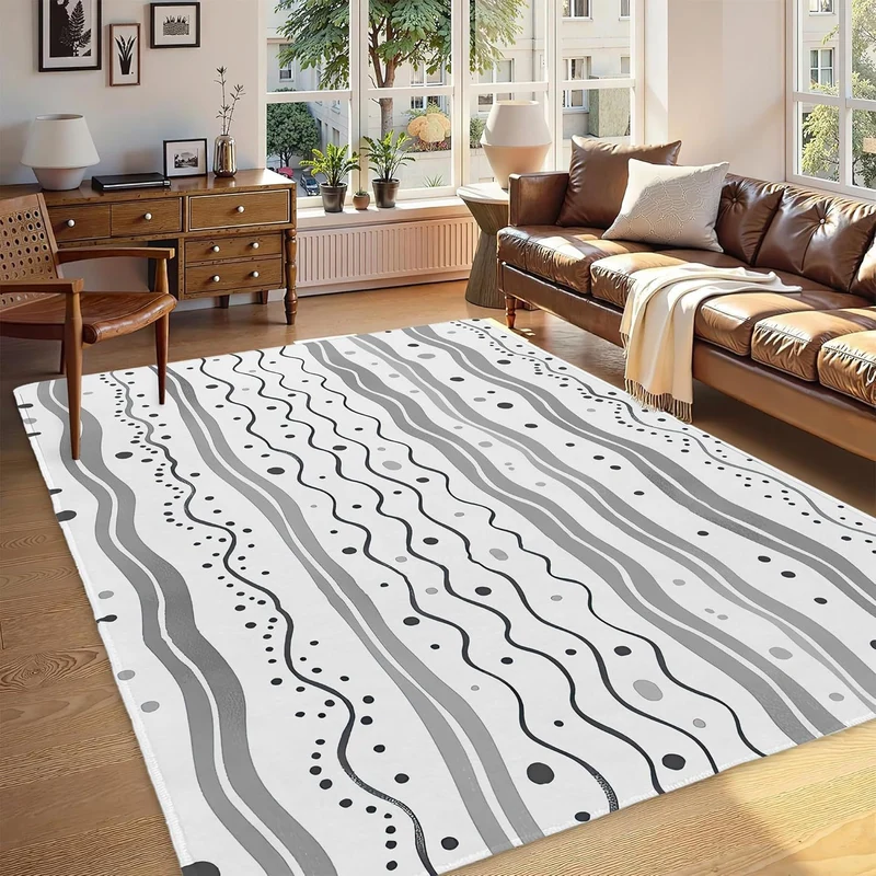 Abstract Leaf Print Area Rug