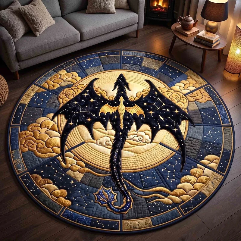 3D Dragon Theme Projection Round Carpet