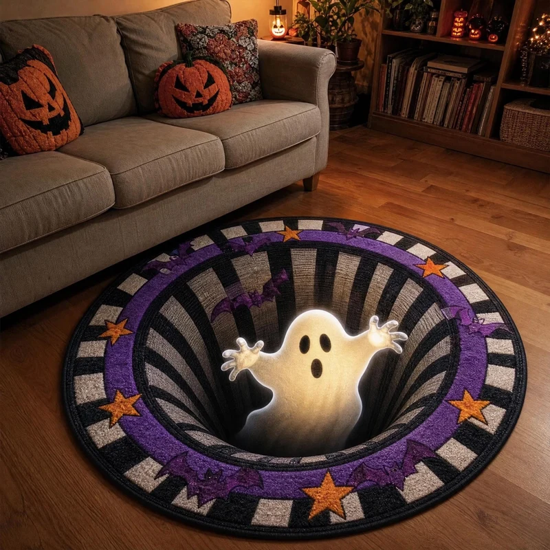 3D Cat Theme Round Rug