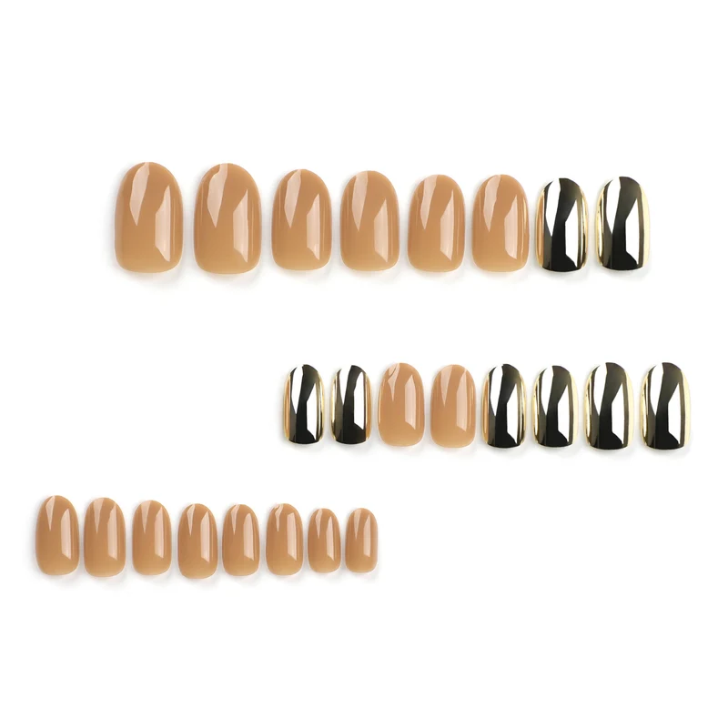 Luxurious artificial nails with metallic shiny accent Stornfield