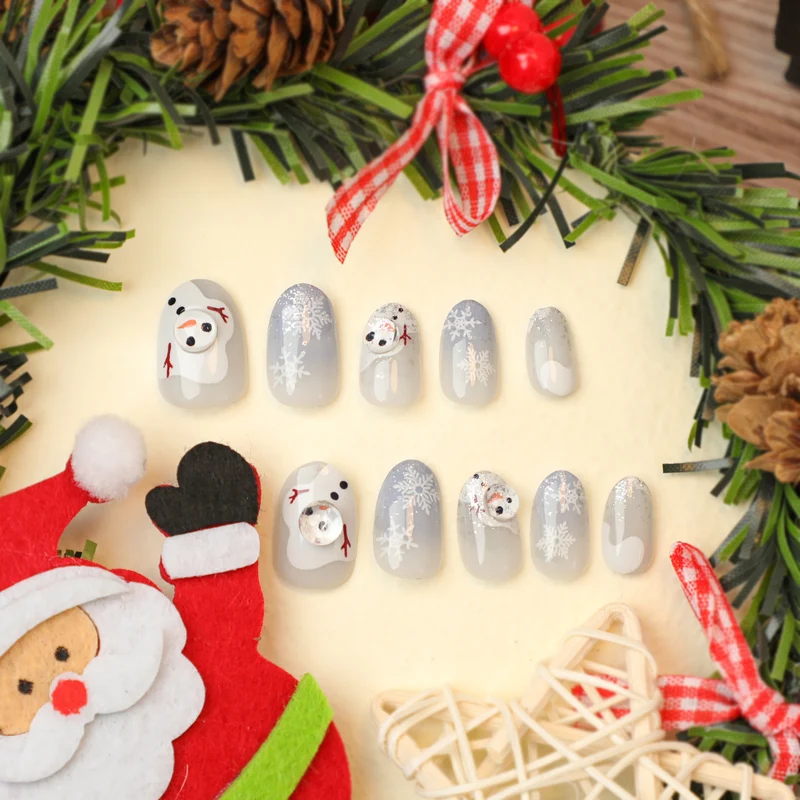 Artful Winter Nail Extensions with Snowman Design Stornfield