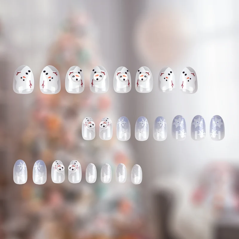 Artful Winter Nail Extensions with Snowman Design Stornfield