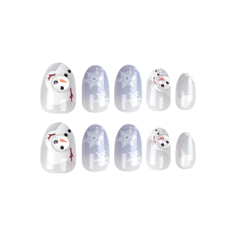 Artful Winter Nail Extensions with Snowman Design Stornfield