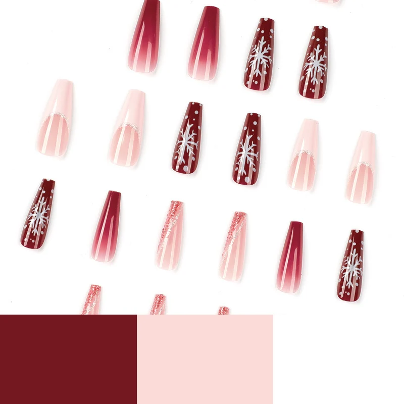 Artful Christmas nail extensions with elegant glitter and snowflake design Stornfield