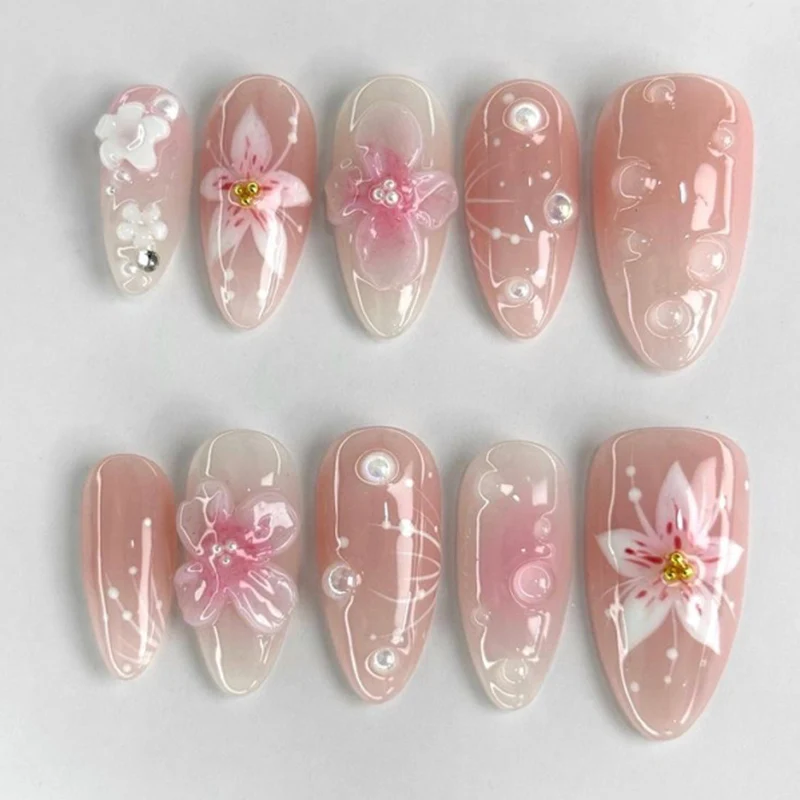 Artistic and creative nail extensions with floral accents Stornfield