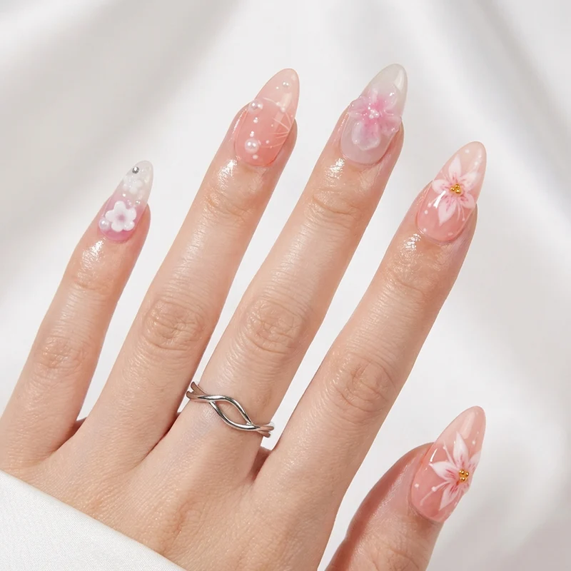 Artistic and creative nail extensions with floral accents Stornfield