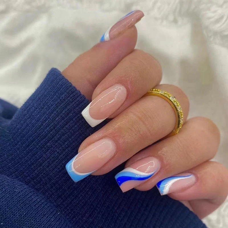 Artful and elegant nail extensions with wave design Stornfield