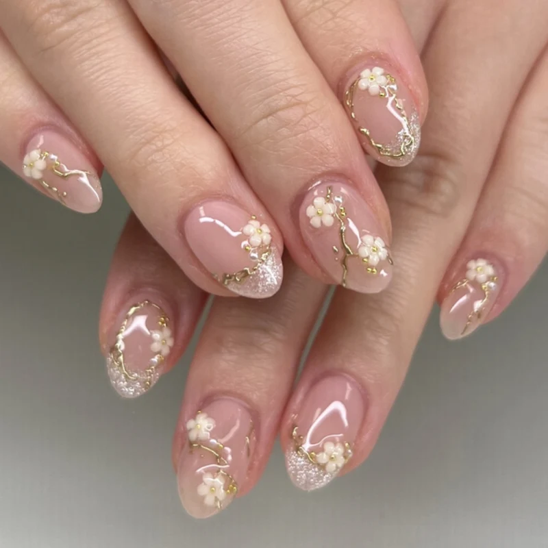 Artful and elegant nail art with floral elements Stornfield
