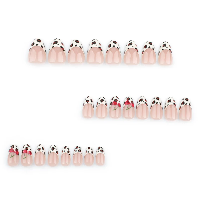 Artful animal pattern nails with cherry accents Stornfield