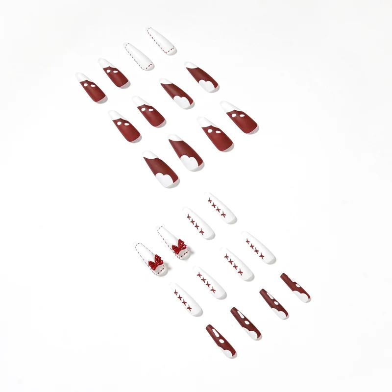 Artful stiletto nails with bow and zigzag design Stornfield