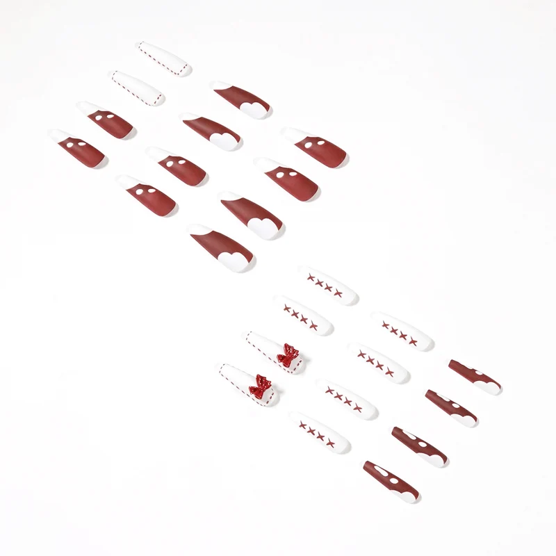 Artful stiletto nails with bow and zigzag design Stornfield