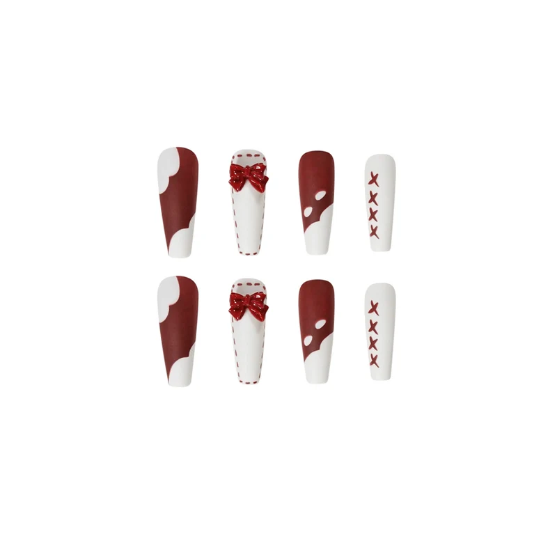 Artful stiletto nails with bow and zigzag design Stornfield