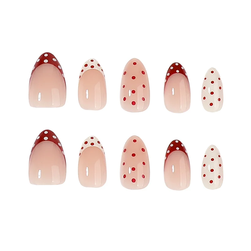 Artful stiletto nails with cute dots and accentuated color gradients Stornfield