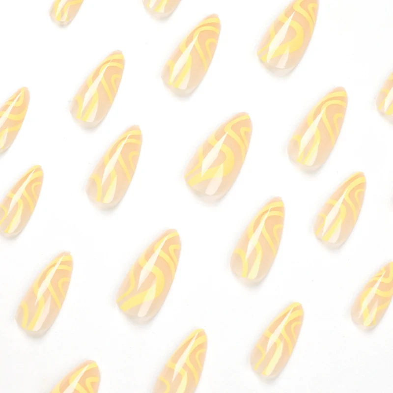 Artful Stiletto Nails with Modern Wave Design Stornfield