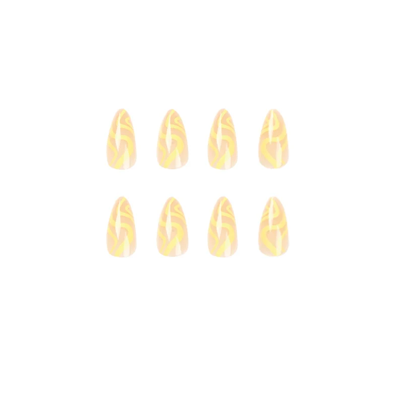 Artful Stiletto Nails with Modern Wave Design Stornfield