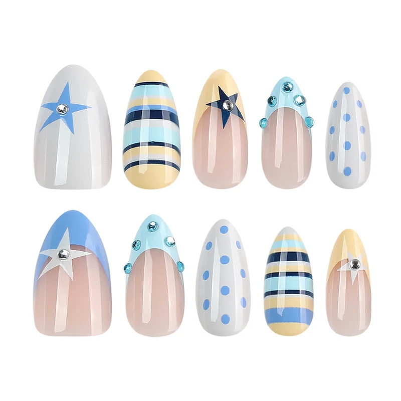 Artful stiletto nails with maritime designs Stornfield