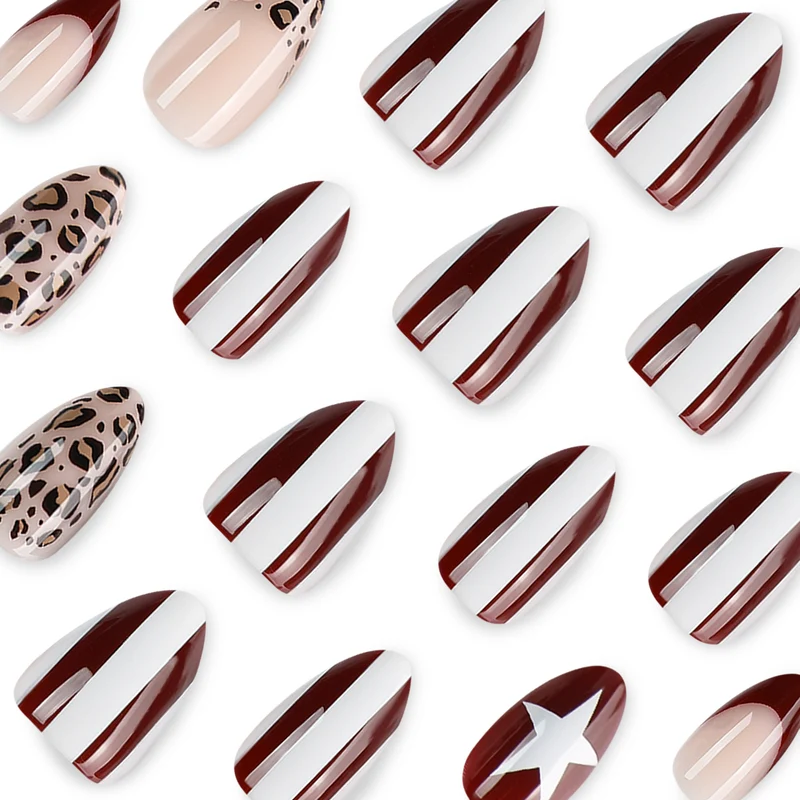Artful stiletto nails with leopard pattern and elegant glitter decoration Stornfield