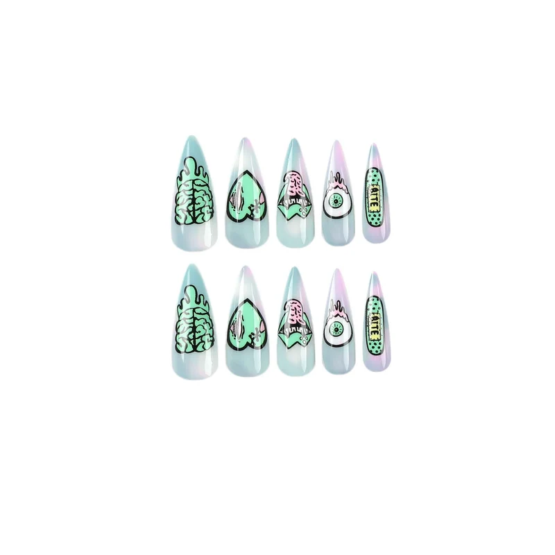 Artistic stiletto nails with creative designs and intricate detailing Stornfield