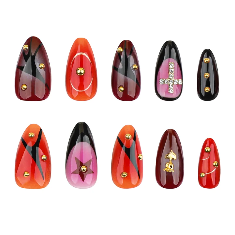 Artistic stiletto nails with creative designs Stornfield