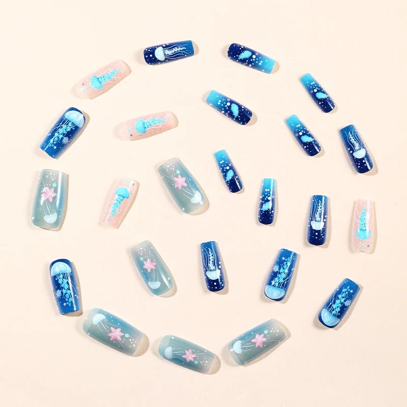 Jellyfish-Themen Acryl Nagelkunst Set Karnz