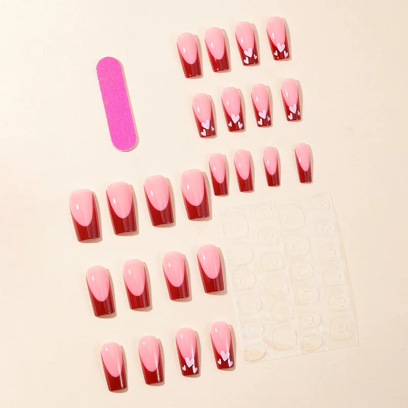 Herz-Muster Acryl Nagelkunst Extensions Karnz