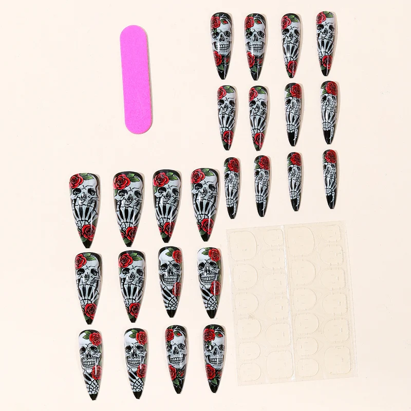 Gothic Skull und Rose Nail Art Set Karnz