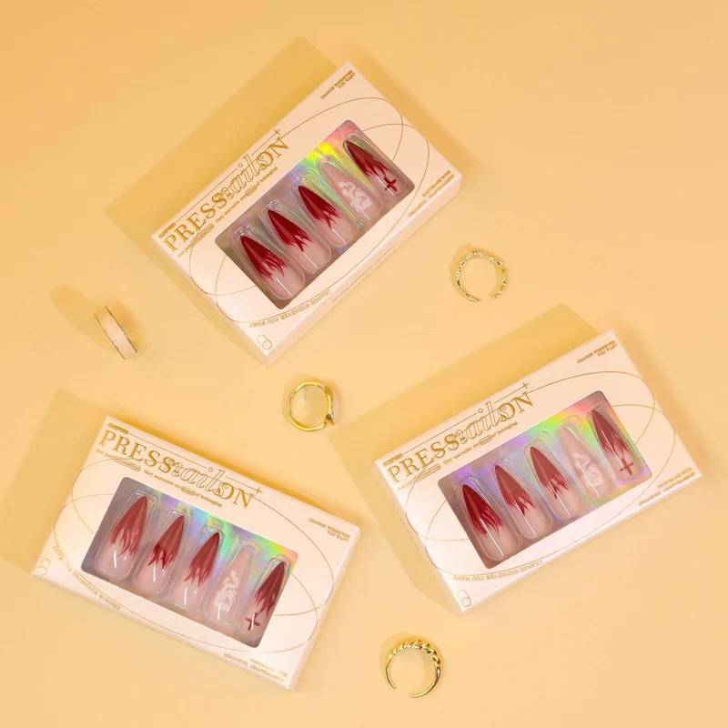 Artful Stiletto Nails with Creative Gradient and Cross-Section Design Stornfield