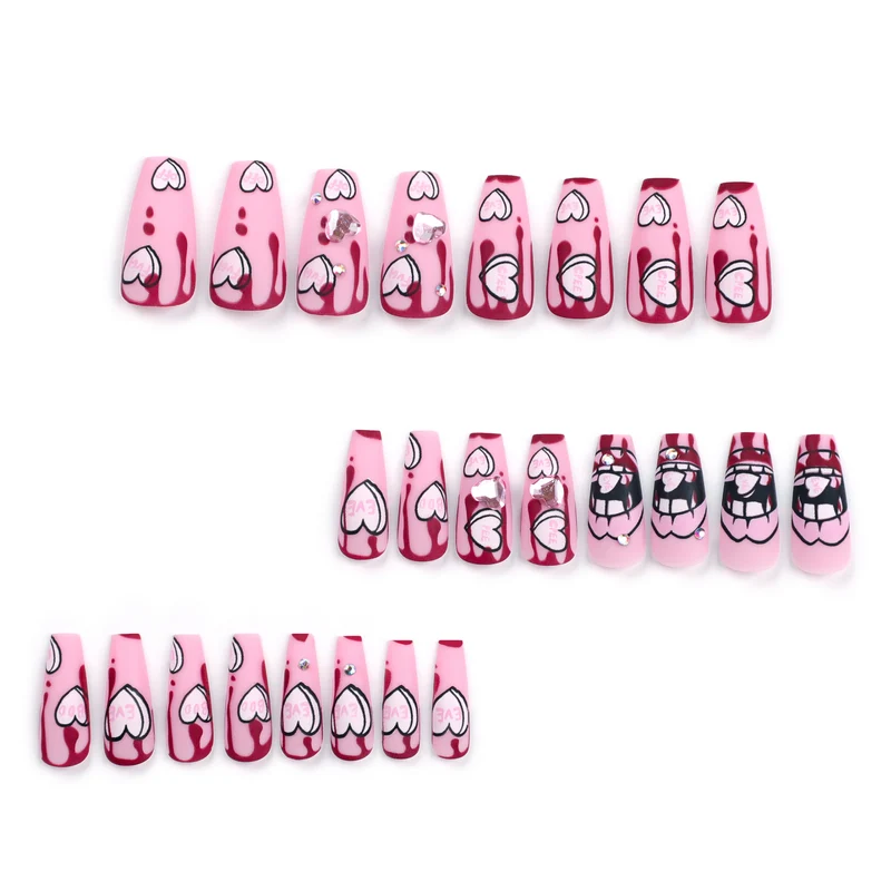 Artful stiletto nails with hearts and glitter accents Stornfield