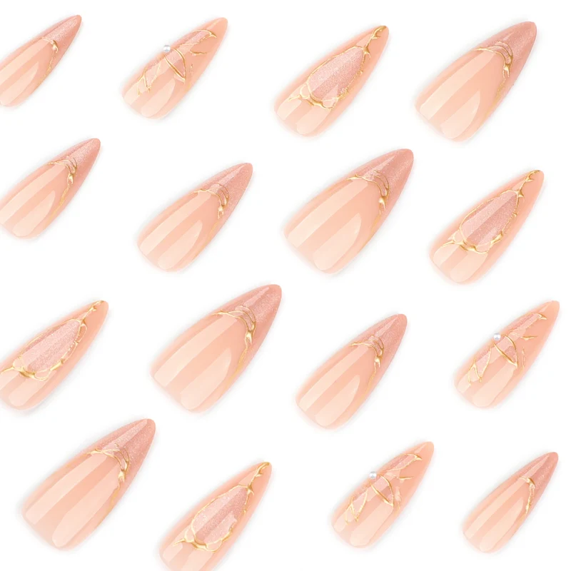 Artful Stiletto Nails with Gold Accents Stornfield