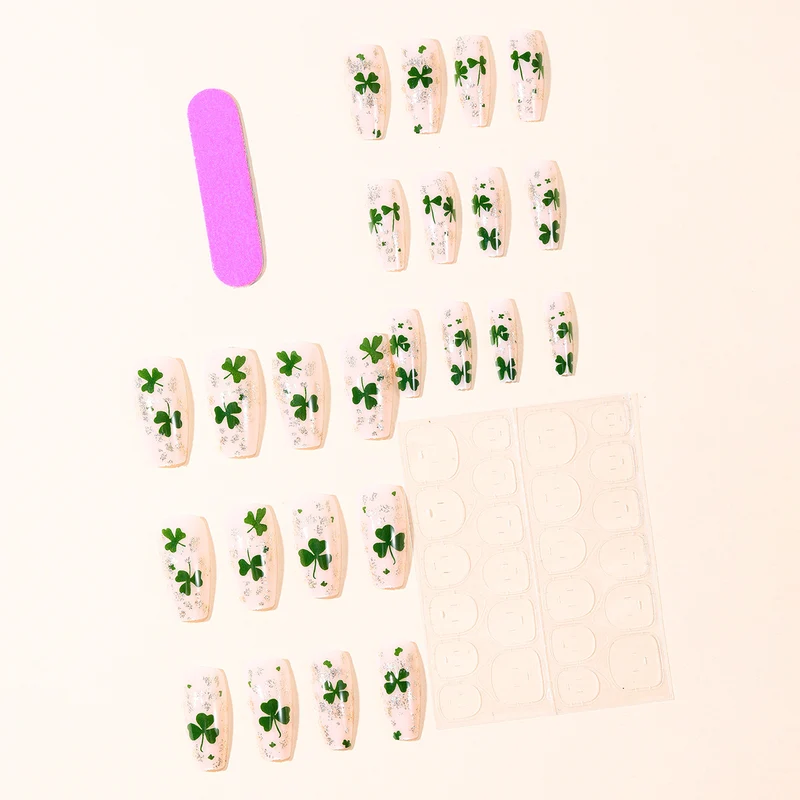Blumige Glitzer-Gel-Nagelverlängerungen Karnz