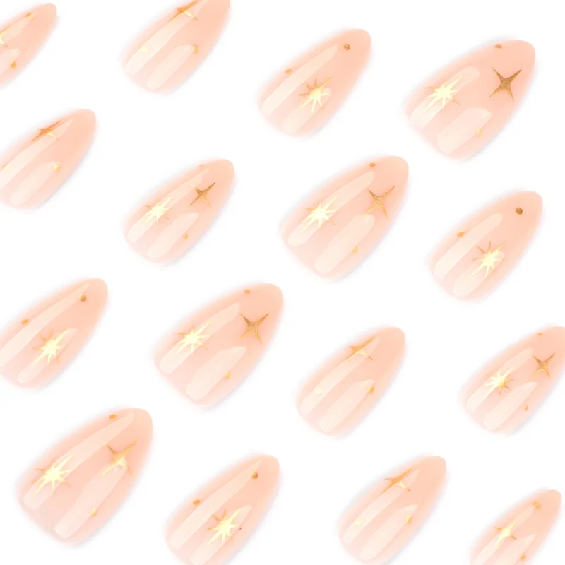 Artful stiletto nails with shiny star accents Stornfield