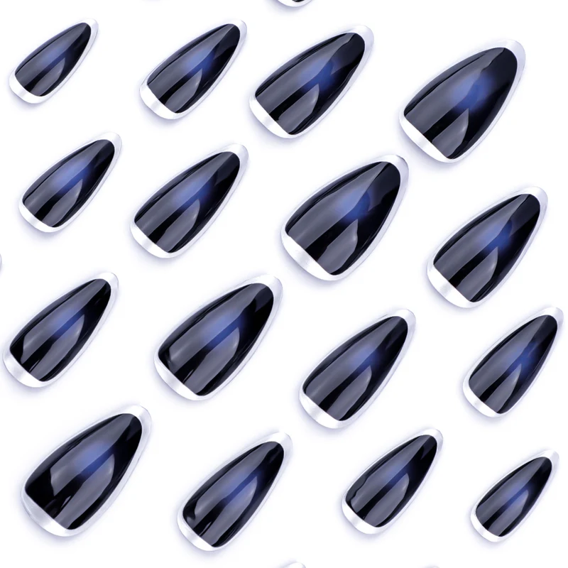 Artful stiletto nails with glamorous metallic finish Stornfield