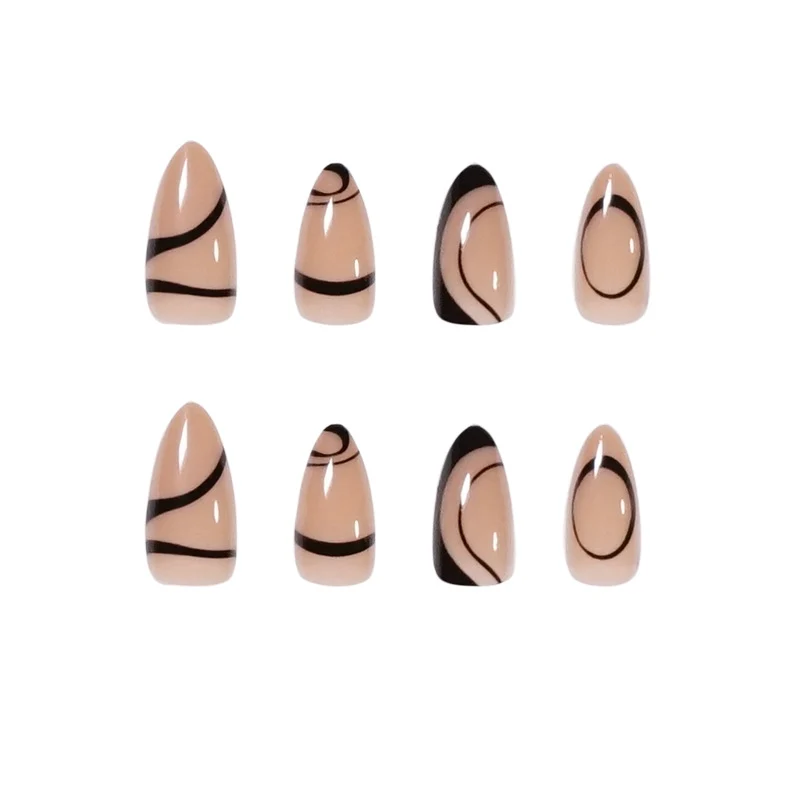 Artful stiletto nails with geometric accents Stornfield