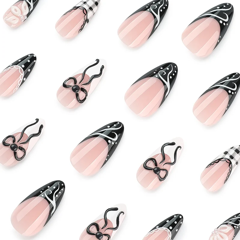 Artful stiletto nails with floral and geometric accents Stornfield