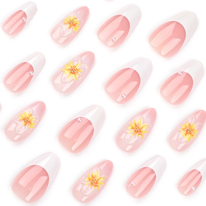 Artistic Stiletto Nails with Floral Accents Stornfield