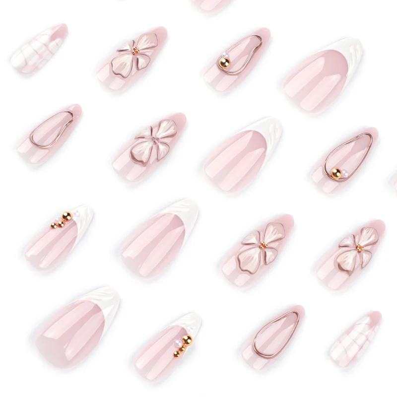 Artful stiletto nails with floral and shimmering decor Stornfield