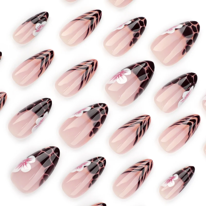 Artful Stiletto nails with floral accent Stornfield