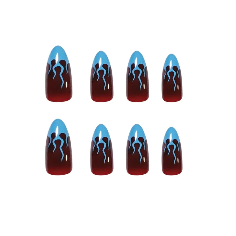 Artistic stiletto nails with extravagant flame pattern Stornfield