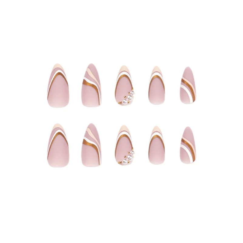 Artful stiletto nails with elegant gold and white accents Stornfield