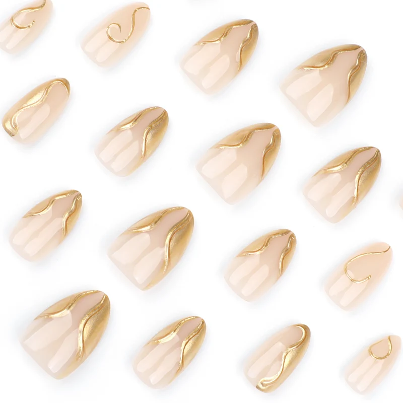 Artistic Stiletto Nails with Elegant Gold Accents Stornfield