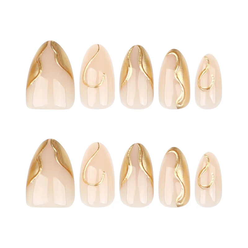 Artistic Stiletto Nails with Elegant Gold Accents Stornfield
