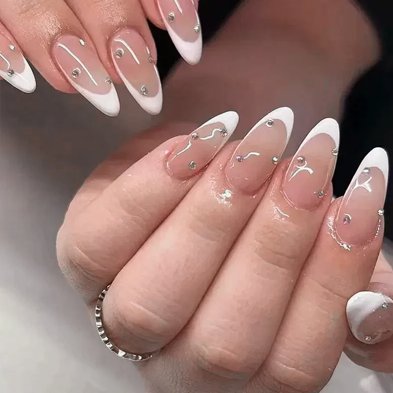 Artistic stiletto nails with elegant glitter design Stornfield
