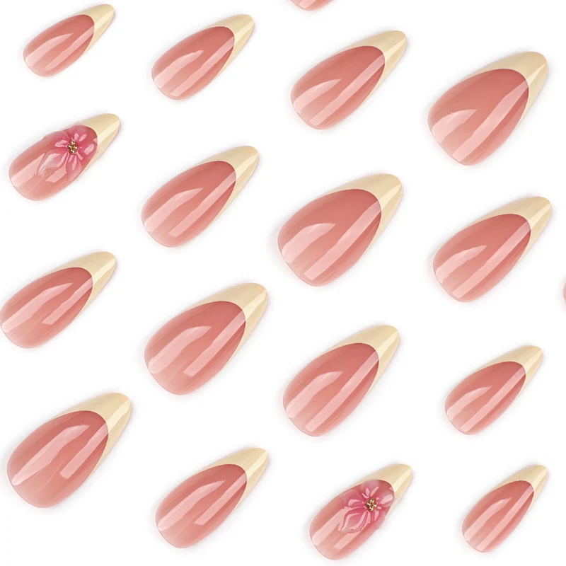 Artful stiletto nails with elegant flower accent Stornfield