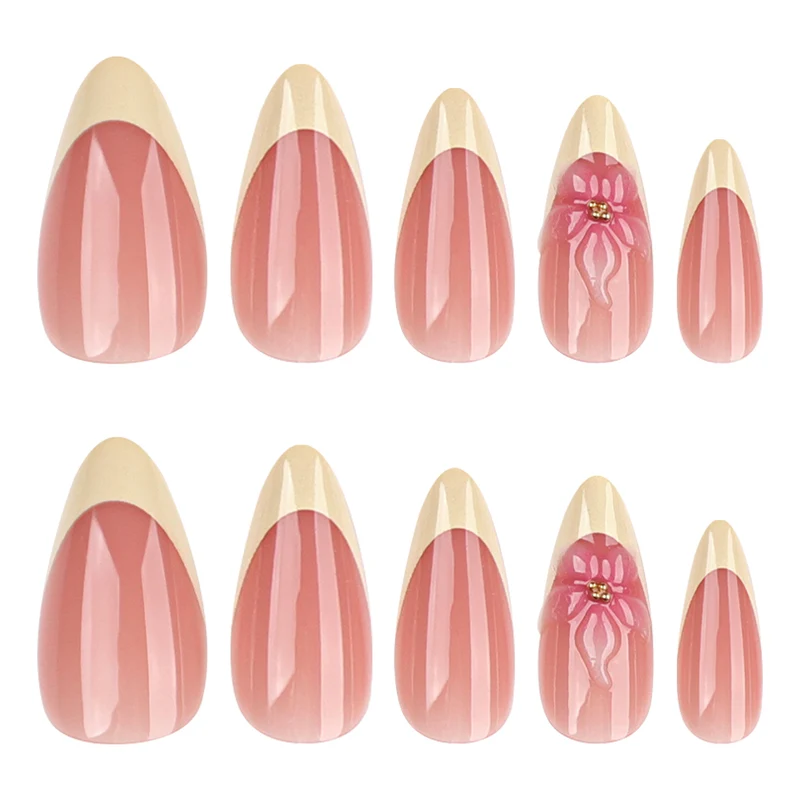 Artful stiletto nails with elegant flower accent Stornfield
