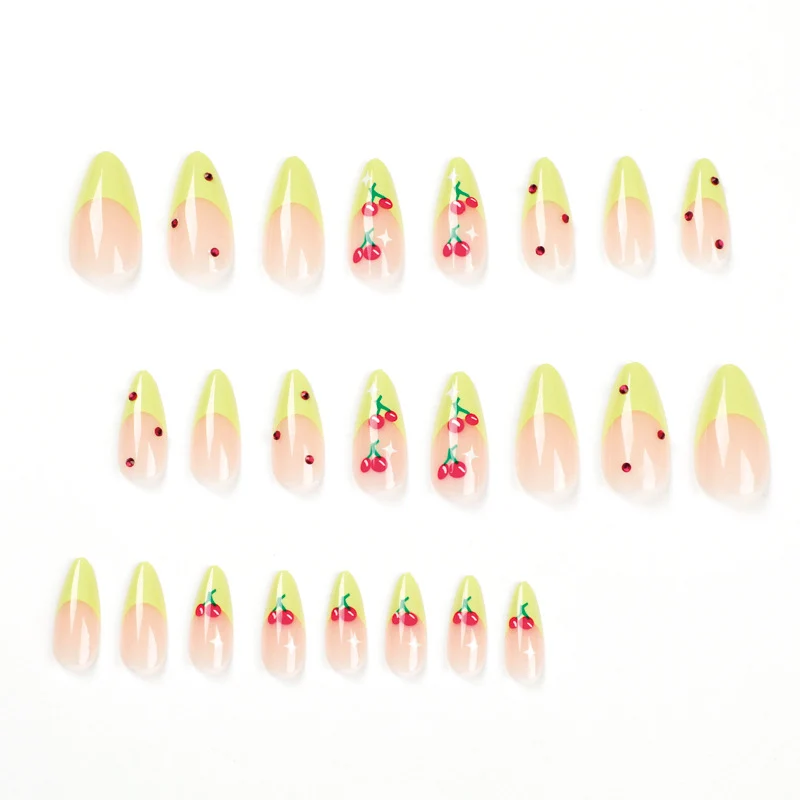 Artful Press-On Nails with Fruity Design Stornfield